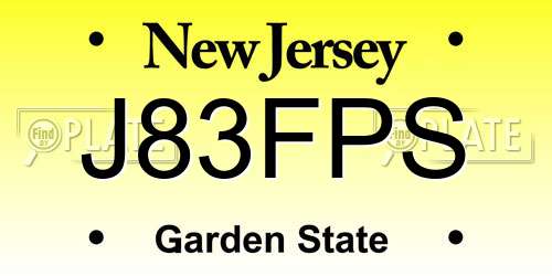 J83FPS New Jersey License Plate