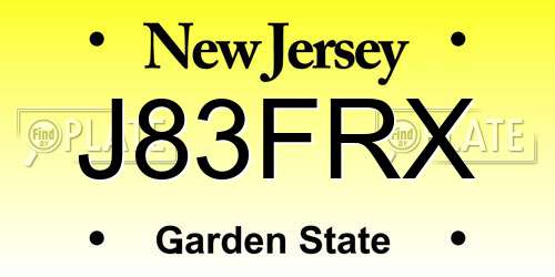 J83FRX New Jersey License Plate
