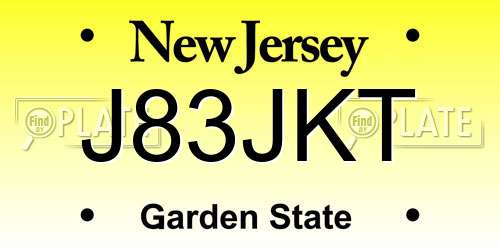 J83JKT New Jersey License Plate