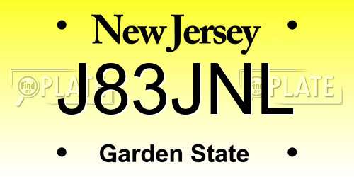 J83JNL New Jersey License Plate