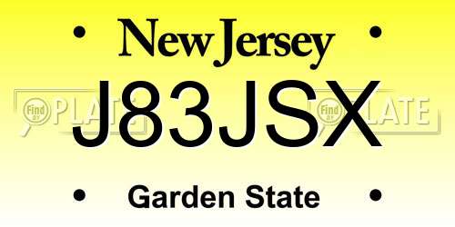 J83JSX New Jersey License Plate