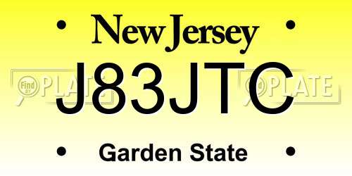 J83JTC New Jersey License Plate