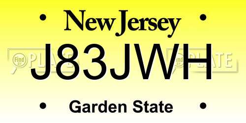 J83JWH New Jersey License Plate