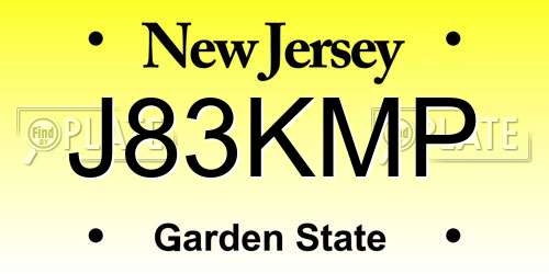 J83KMP New Jersey License Plate