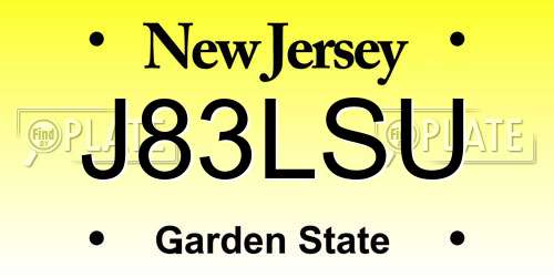 J83LSU New Jersey License Plate