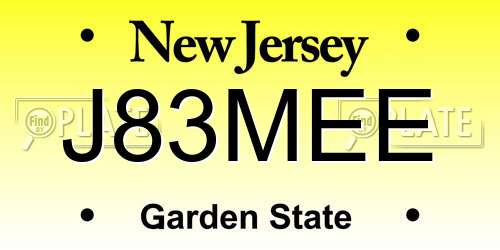 J83MEE New Jersey License Plate