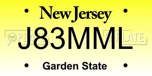 J83MML New Jersey License Plate