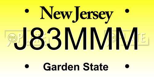 J83MMM New Jersey License Plate