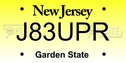 J83UPR New Jersey License Plate
