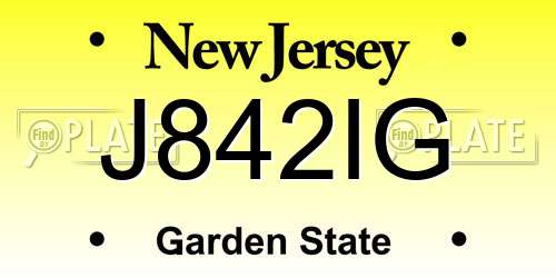 J842IG New Jersey License Plate