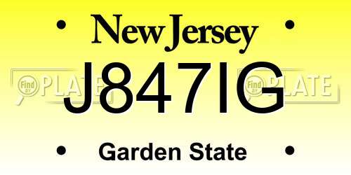 J847IG New Jersey License Plate
