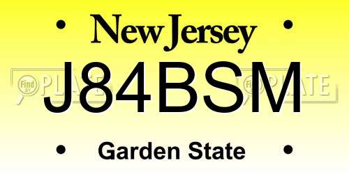 J84BSM New Jersey License Plate