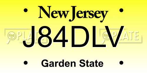J84DLV New Jersey License Plate
