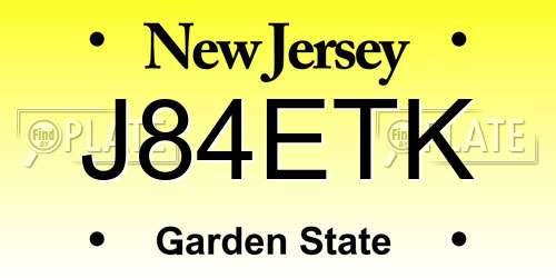 J84ETK New Jersey License Plate