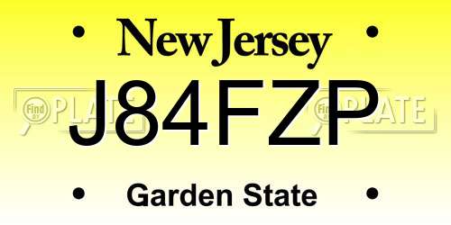 J84FZP New Jersey License Plate