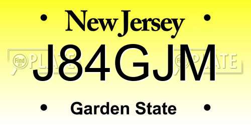 J84GJM New Jersey License Plate