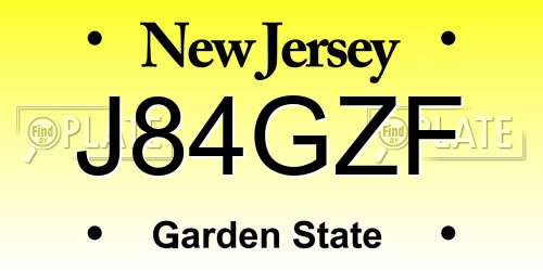 J84GZF New Jersey License Plate