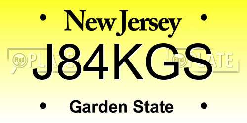 J84KGS New Jersey License Plate