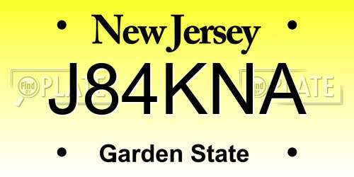 J84KNA New Jersey License Plate
