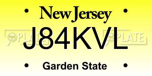 J84KVL New Jersey License Plate