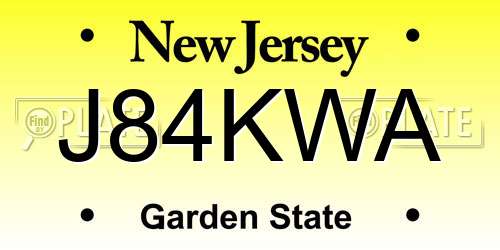J84KWA New Jersey License Plate