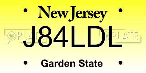 J84LDL New Jersey License Plate