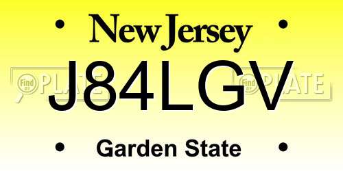 J84LGV New Jersey License Plate