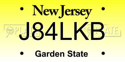 J84LKB New Jersey License Plate
