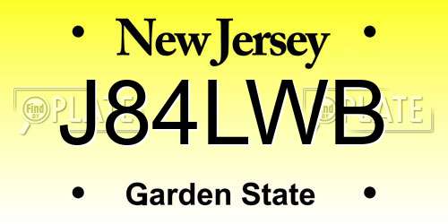 J84LWB New Jersey License Plate