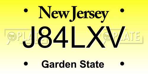 J84LXV New Jersey License Plate