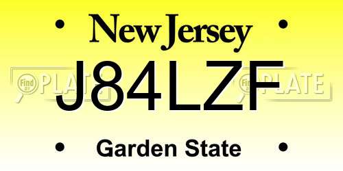 J84LZF New Jersey License Plate
