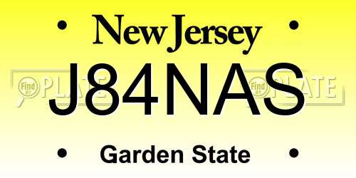 J84NAS New Jersey License Plate