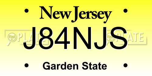 J84NJS New Jersey License Plate