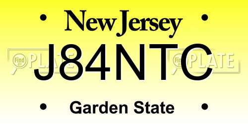 J84NTC New Jersey License Plate