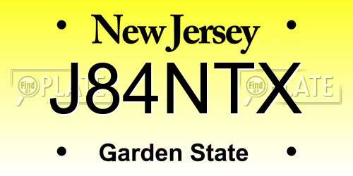 J84NTX New Jersey License Plate