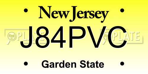J84PVC New Jersey License Plate