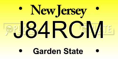 J84RCM New Jersey License Plate