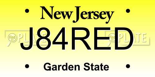 J84RED New Jersey License Plate