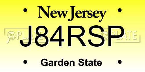 J84RSP New Jersey License Plate