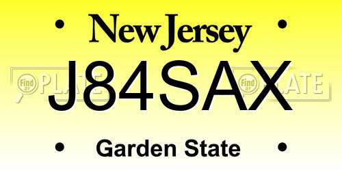 J84SAX New Jersey License Plate