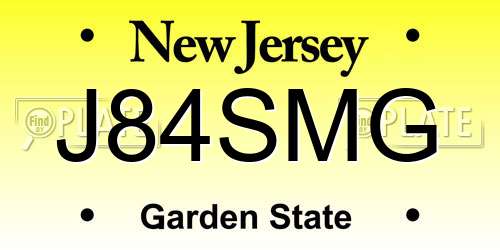 J84SMG New Jersey License Plate