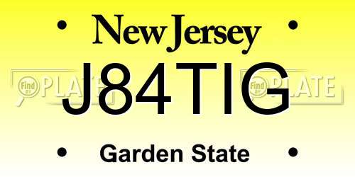 J84TIG New Jersey License Plate