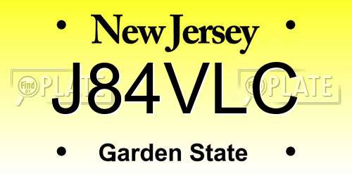 J84VLC New Jersey License Plate