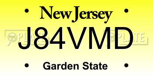 J84VMD New Jersey License Plate