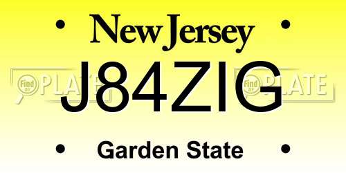 J84ZIG New Jersey License Plate