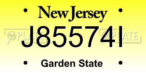 J85574I New Jersey License Plate