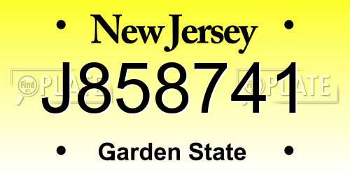 J858741 New Jersey License Plate