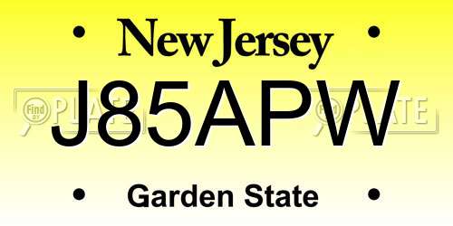 J85APW New Jersey License Plate