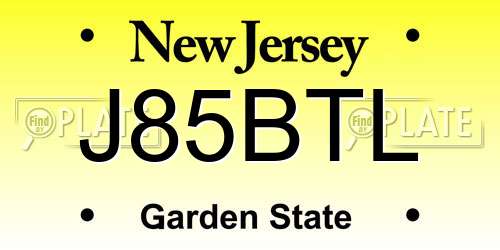 J85BTL New Jersey License Plate