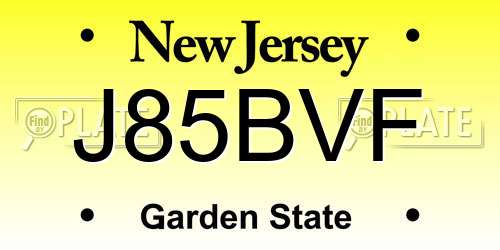 J85BVF New Jersey License Plate